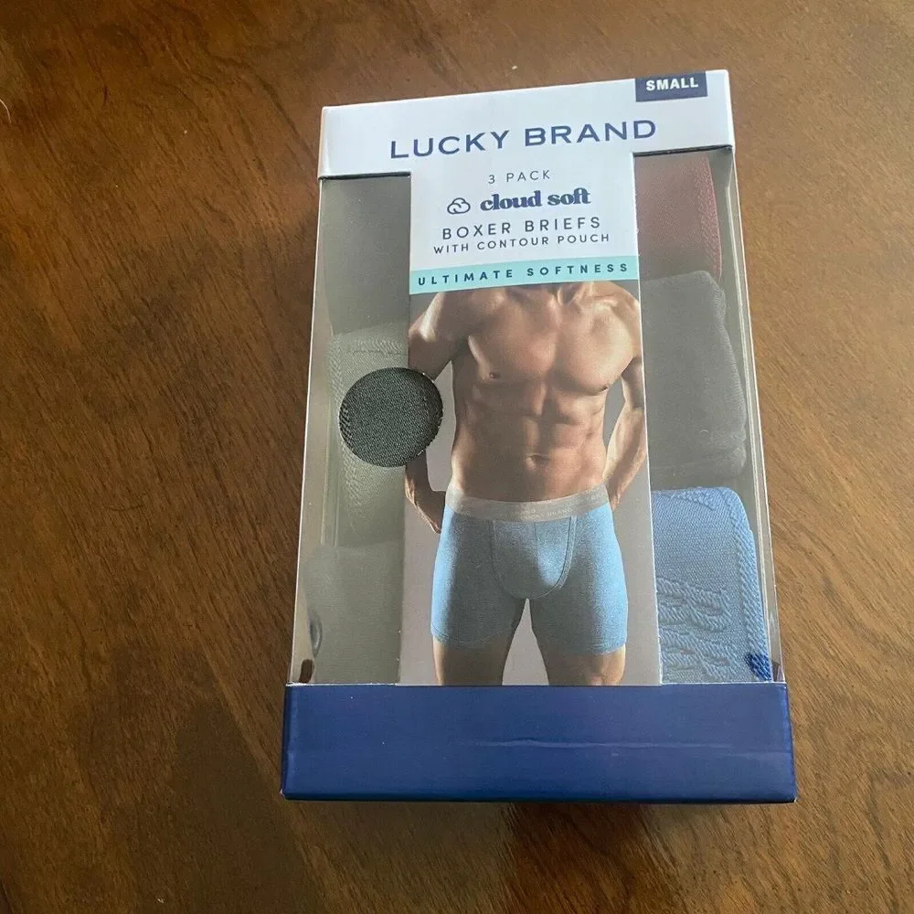 3‎ Pack LUCKY BRAND Men COTTON Boxer Briefs Stretch multicolor Size Small NEW